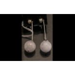 Morganite and Opal Drop Earrings, 35cts of natural, opaque morganite,