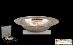 Elizabeth II - Contemporary Sterling Silver Planished Bowl by Alan Jarvis,