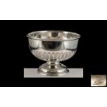 Walker and Hall Sterling Silver Footed Bowl with Half Fluted Body Design Raised on a Circular