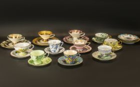 Three Trios of Art Deco Bavarian Porcelain, comprising cup,