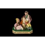 Rockingham / Derby Rare and Early 19th Century Novelty - Comical Porcelainious Figure Group -