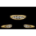 Ladies 18ct Yellow Gold - Attractive 5 Stone Diamond Set Ring of Pleasing Pave Set Design and Solid