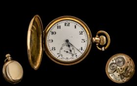 Antique Period Gold Plated Full Hunter Pocket Watch.