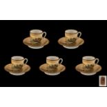 Japanese Egg Shell China Tea Set, consisting of five cups and saucers, with red seal mark to base,