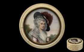 French - Early 19th Century Superb Quality - Signed Portrait Miniature on Ivory of A French Noble