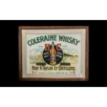 Coleraine Irish Whiskey Printed Paper Sign. H C Trade Mark.