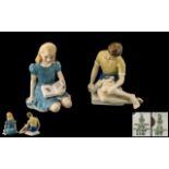 Royal Doulton Pair of Hand Painted Ceramic Figures. Includes 1/ ' Alice ' HN2158. Designer M.