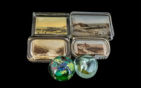 Collection of Paper Weights, comprising four antique oblong glass with inserted pictures - Thorpe