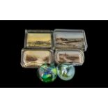 Collection of Paper Weights, comprising four antique oblong glass with inserted pictures - Thorpe