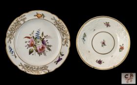 Charles Bourne Decorated Porcelain Botanical Plate, with a raised moulded floral border,