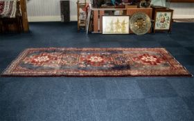 Vintage Washed Persian Hamadan Rug. Multi-coloured with a central cross medallion design.