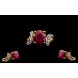 Ladies 18ct Yellow Gold - Attractive Ruby and Diamond Set Ring.
