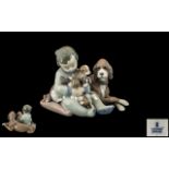 Lladro Hand Painted Porcelain Figure Group ' New Playmates ' Model No 5456. Issued 1988 - Retired.
