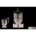 Edwardian Period - Fine Quality Sterling Silver Cup of Small Proportions with Embossed Images of
