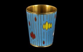 Russian Enamel Vodka Shot Beaker, Indistinctly Marked to the Base,