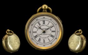 Dorey Lester & Co Goldine Swiss Made Key-Wind Center Seconds Chronograph Open Faced Pocket Watch.