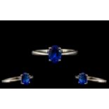 A Platinum Single Stone Tanzanite Ring, set with an oval Tanzanite approx. 1 ct. Ring size S. 3.