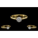 18ct Gold Attractive and Good Quality Single Stone Diamond Set Ring, the round brilliant cut diamond