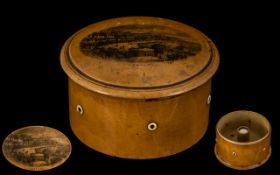 A Treen Collar Box, lift off lid with central well for studs,