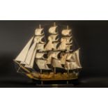 Fragata Siglo XVIII Impressive and Large Wooden 19th Century Spanish Model Sailing Ship of