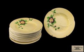 Twelve Carlton Ware Fruit Plates, Australian design, pale yellow ground with pink flower decoration.