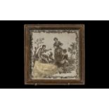 Liverpool Antique Transfer Printed Tile, depicting three women playing with a dog,