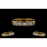 18ct Yellow Gold - Attractive Five Stone Diamond Ring with Full Hallmark For 750 - 18ct.