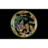Japanese Meiji Period Famille Noir Decorated Charger,