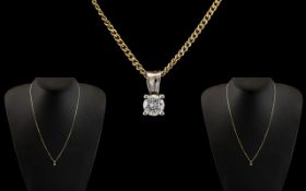 9ct Gold Diamond Set Pendant with Attached 9ct Gold Chain. Both Fully Hallmarked for 9.375.