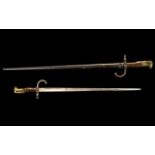 French Military World War I Sword Bayonet with Scabbard. Marks R-H 8534 to handle and top of blade.