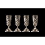 Set of 4 Silver Liquer Glasses with Liners. Fully Hallmarked for Silver & Reg Mark.