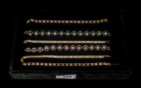 18ct Gold Plated Tennis Bracelets ( 6 ) In Total. With Various Different Beautiful Coloured Stones.