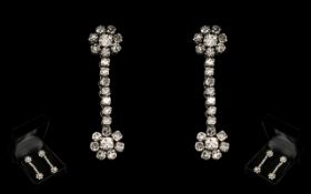 18ct White Gold Diamond Drop Earrings,