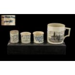 Goss Printed Mug 'Banbury Cross' and 'The Vicarage', with three printed jars,