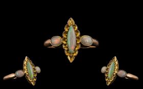 Antique Period - Good Quality 9ct Gold Opal Set Ring of Pleasing Design.