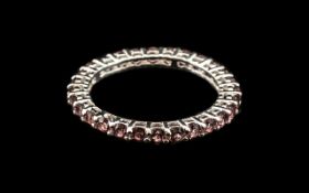 Lotus Garnet Eternity Ring, A Pink Garnet Full Eternity Ring, Comprising 2 ct of Round Cut Stones,