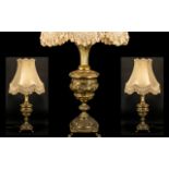 Cast Brass French Style Vase Converted Into a Lamp with a Shaped Silk Shade. Electrified.