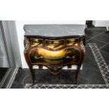 French Style Bombe Fronted Commode Chest with vernis martin painted panels.