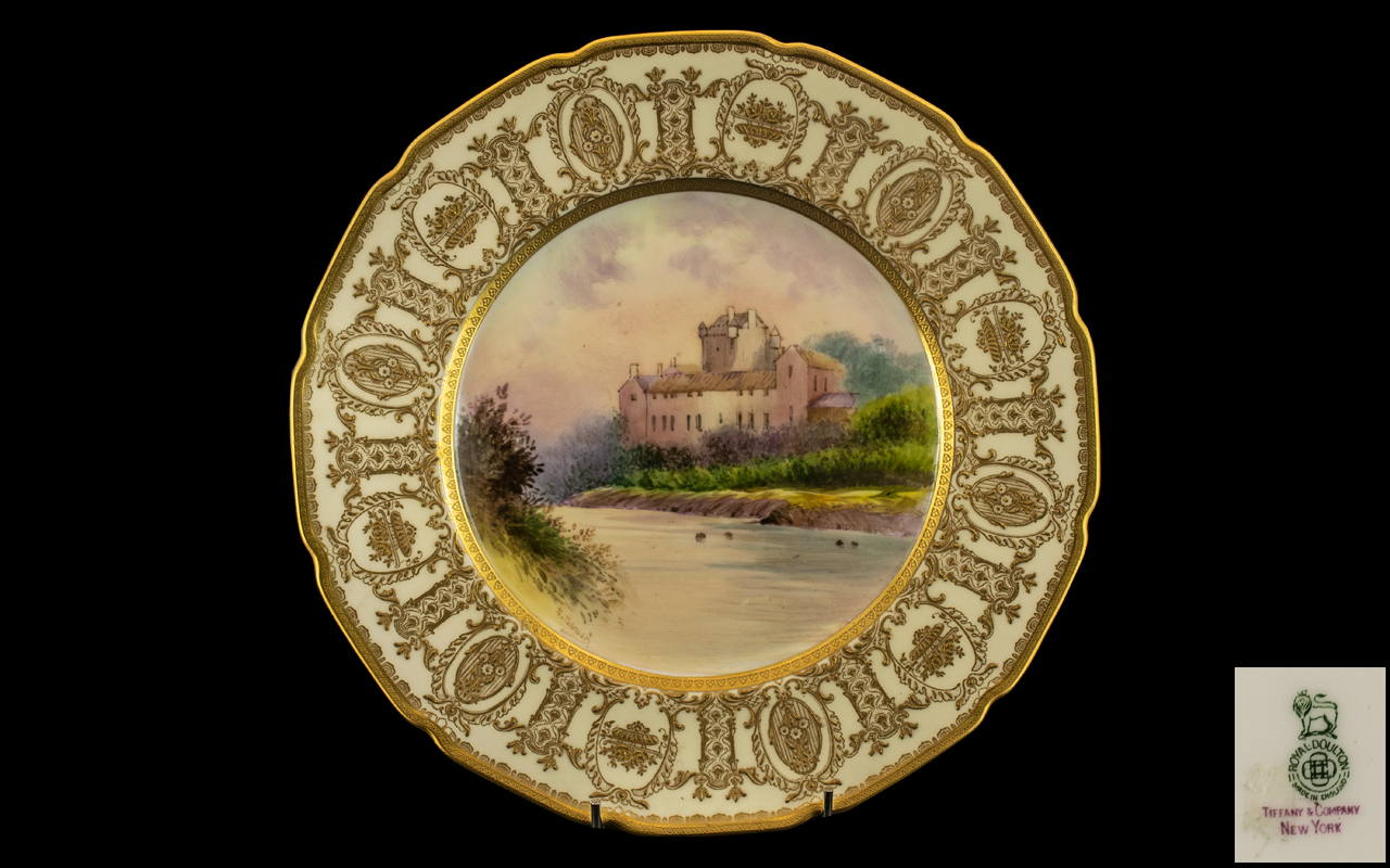 Royal Doulton - Decorative Hand Painted Cabinet Plate Made for Tiffany & Company New York. c.