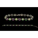 A Contemporary Mystic Topaz And Opal Style Set Silver Tennis Bracelet - Comprising 19 Stones Of