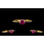 18ct Gold and Platinum Single Stone Ruby Set Ring. Marked 18ct to Interior of Shank.