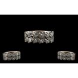 18ct White Gold Double Row Half Eternity Ring, set with Marquise Shaped Diamonds,