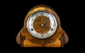 Westminster Chiming Mantel Clock of typical Napolean hat shape, striking on five bells.