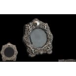 Georgian Style Impressive and Excellent Quality Sterling Silver Shaped Ladies Table Mirror of Small