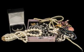 Collection of Pearl Costume Jewellery comprising various pearl necklaces, bracelets and earrings,