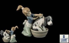 Lladro Hand Painted Porcelain Figure ' Bashful Bather ' Model No 5455. Issued 1988.