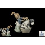Lladro Hand Painted Porcelain Figure ' Bashful Bather ' Model No 5455. Issued 1988.