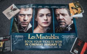 Les Miserables Quad Signed By Hugh Jackman, Russell Crowe, Anne Hathaway & Rare Composer.