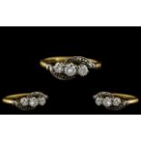 18ct Gold and Platinum 3 Stone Set Ring, Marked 18ct and Platinum.