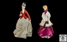 Royal Worcester Pair of Hand Pained Figurines 1/ ' Equestrienne ' RW4066. Modeller Donald